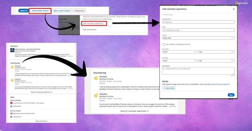 volunteer section to grow your network