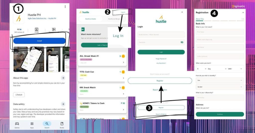 hustle ph app guide install