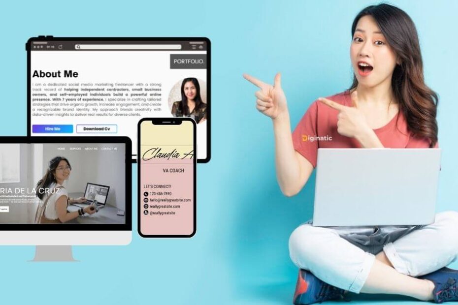 Virtual assistant portfolio no experience sample displayed on desktop, tablet, and mobile with Pinay freelancer